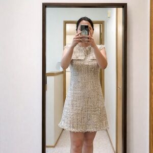 Elegant Cream Tweed Dress